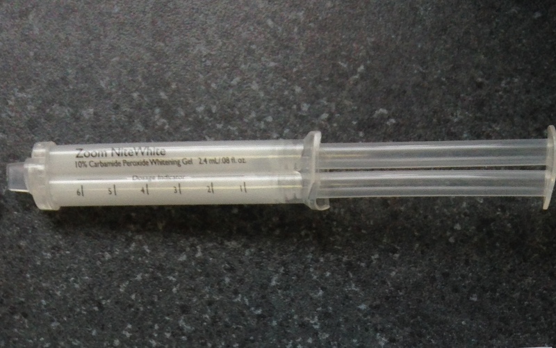 Carbamide Peroxide containing bleaching gel.